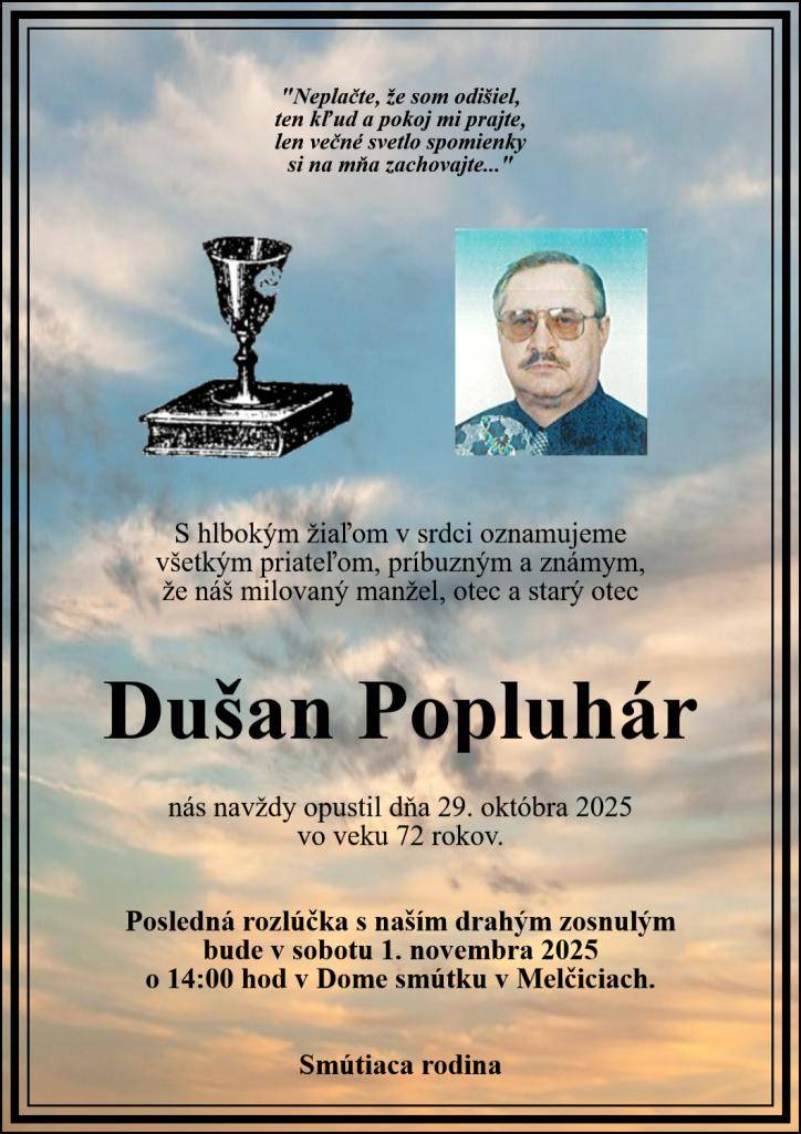 Smútočné oznámenie...