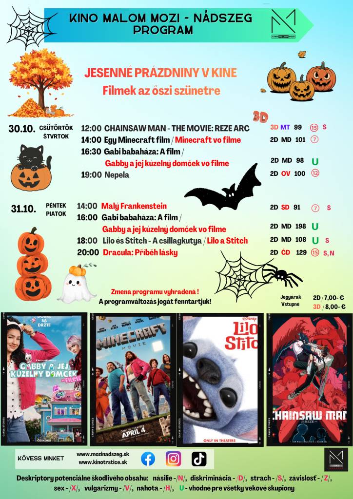 Jesenné prázdniny v kine - Filmek az őszi szünetre