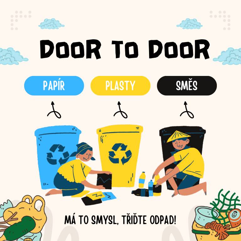 Od listopadu oficiálně startuje svoz odpadů door-to-door v naší obci. Znamená to, že většinu odpadů budete moci vytřídit přímo u Vás doma, aniž byste museli odpad nosit do veřejných stanovišť kontejnerů. Tříděný odpad i zbytkový směsný odpad Vám bude z nových popelnic vyvážen přímo od Vašich domů.