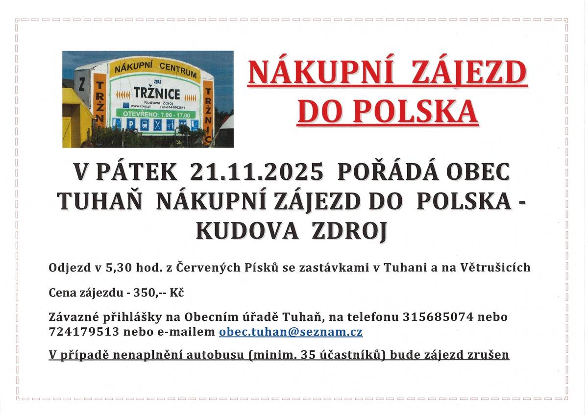 Nákupní zájezd do Polska - 21.11.2025