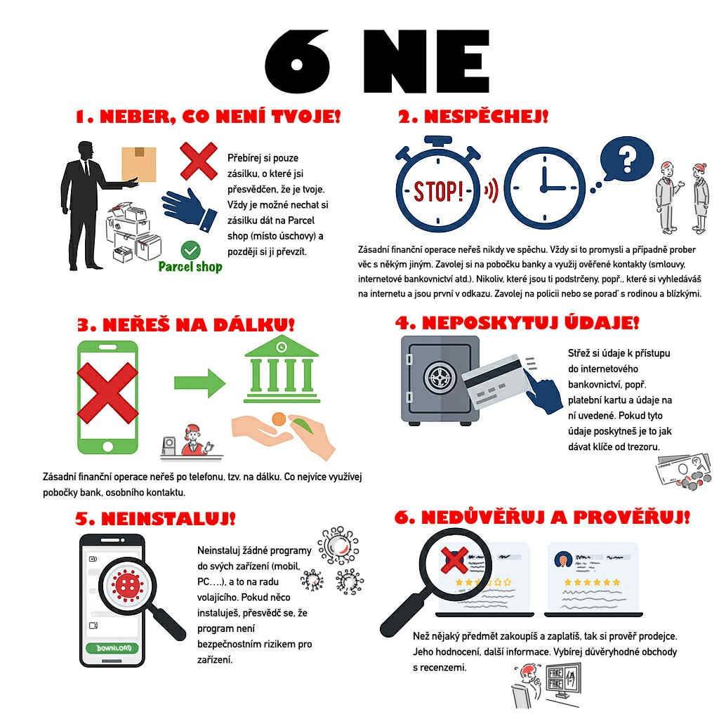 Bezpečnostní pravidla jak se nenechat napálit podvodnými praktikami.