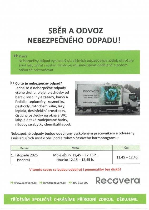 Sběr a odvoz nebezpečného odpadu