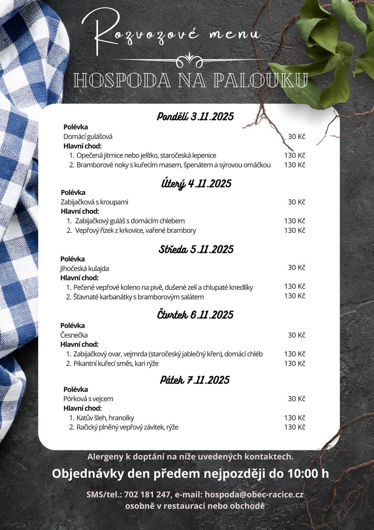 Rozvozové menu: