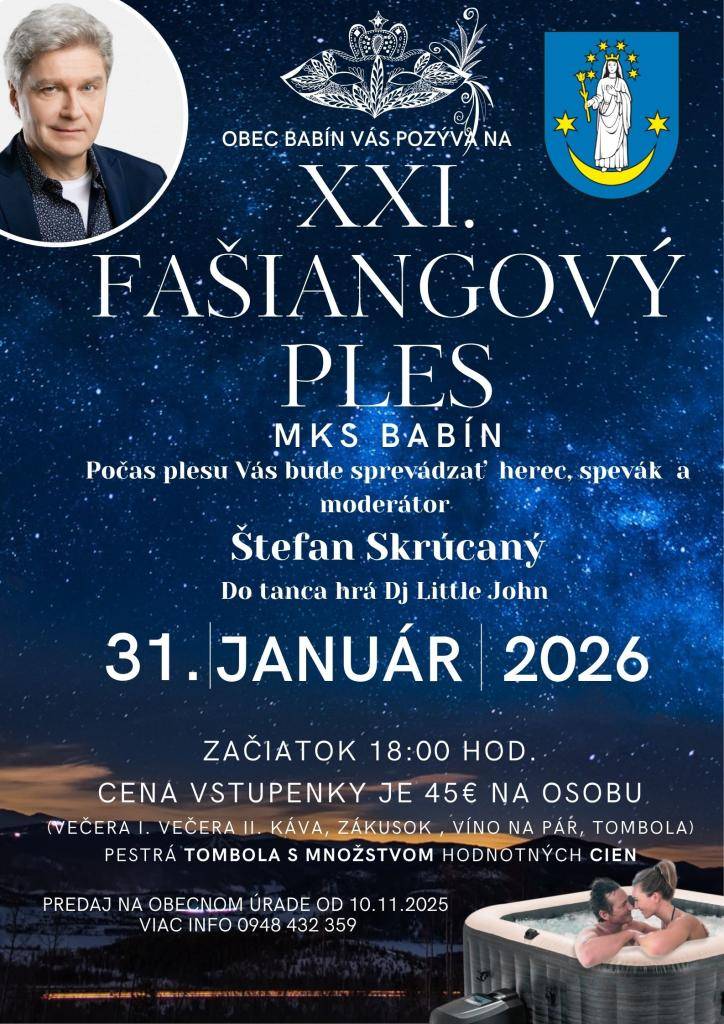 31. január 2026   Celým večerom Vás bude sprevádzať známy herec, spevák a moderátor  Štefan Skrúcaný