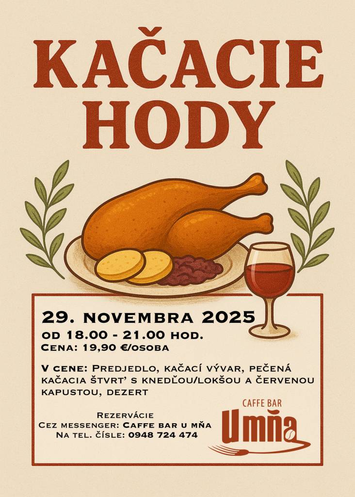 29.11.2025 od 18:00 do 21:00 hod., Caffe bar U mňa