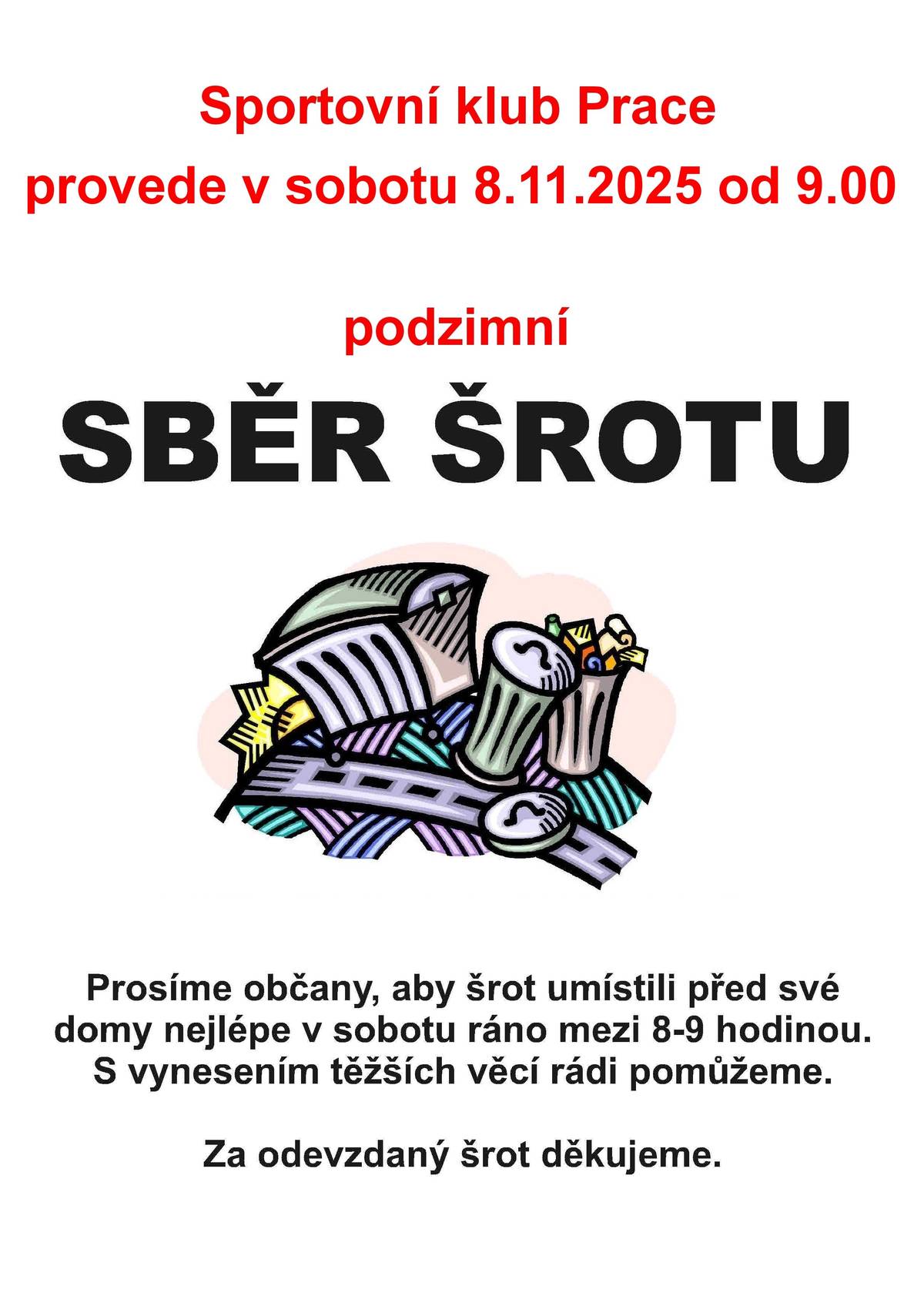 v sobotu 8.11. od 09:00 h