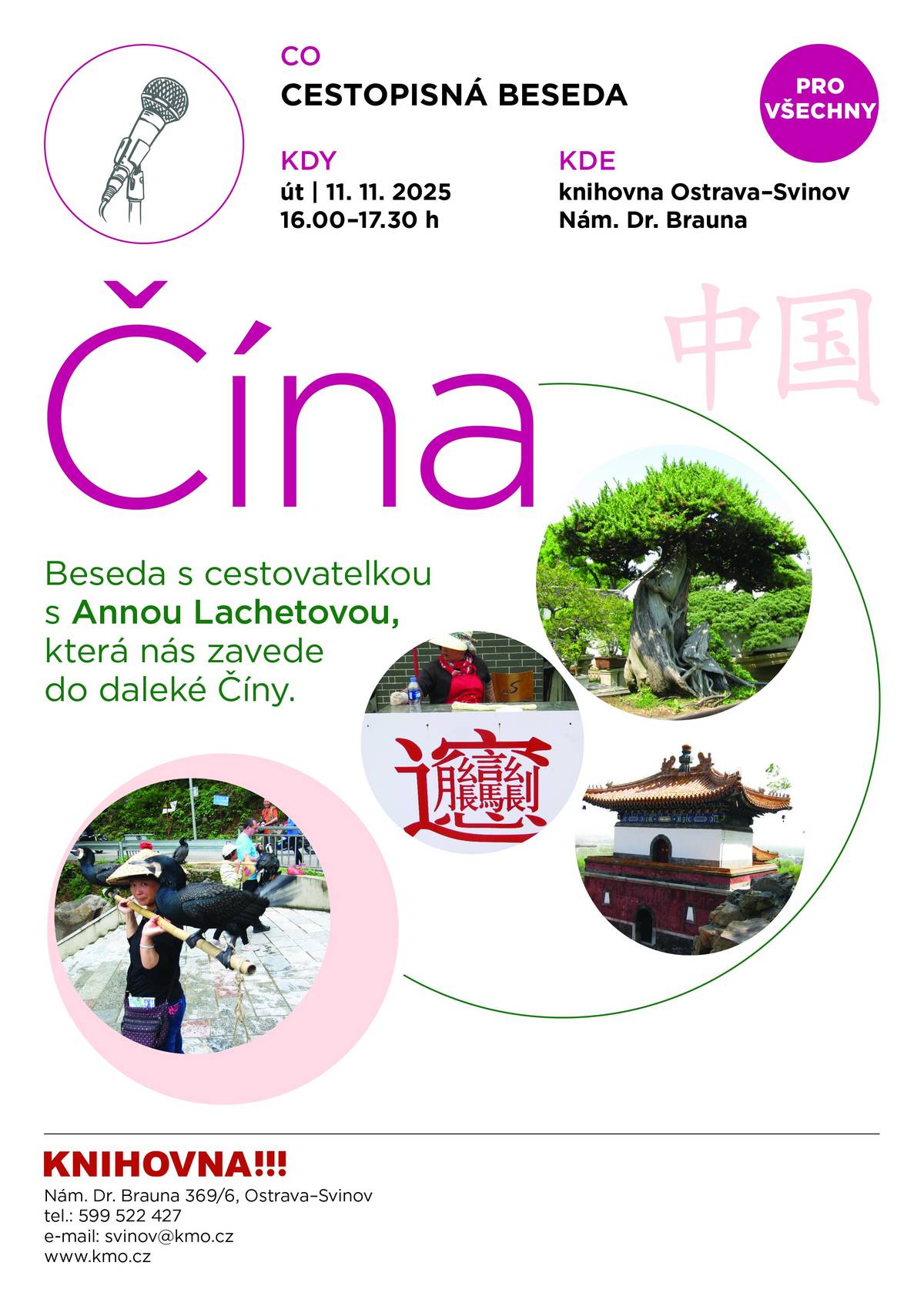 Přijďte si poslechnout zajímavosti o Číně.