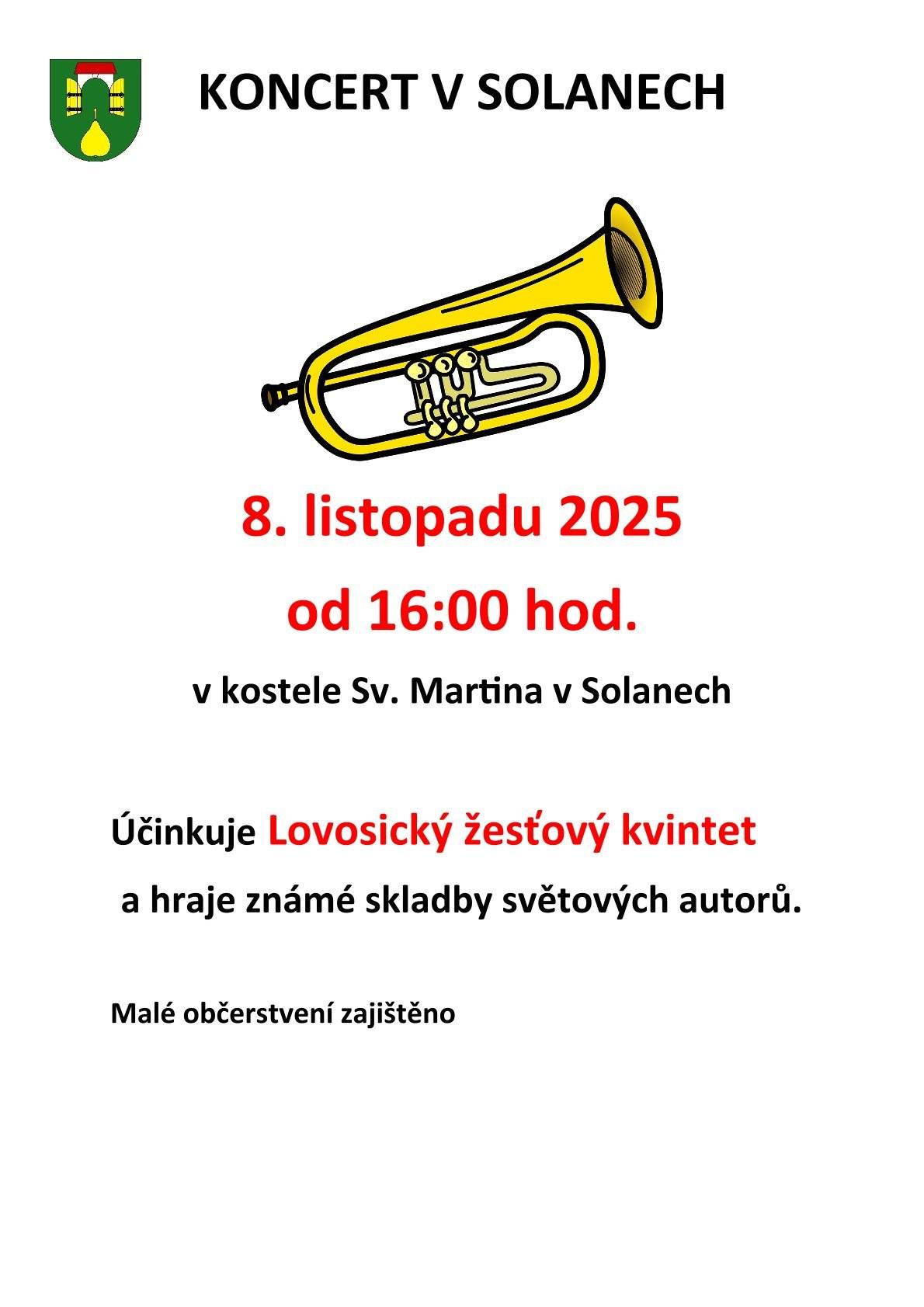 Obec Děčany zve na koncert Lovosického žesťového kvintetu