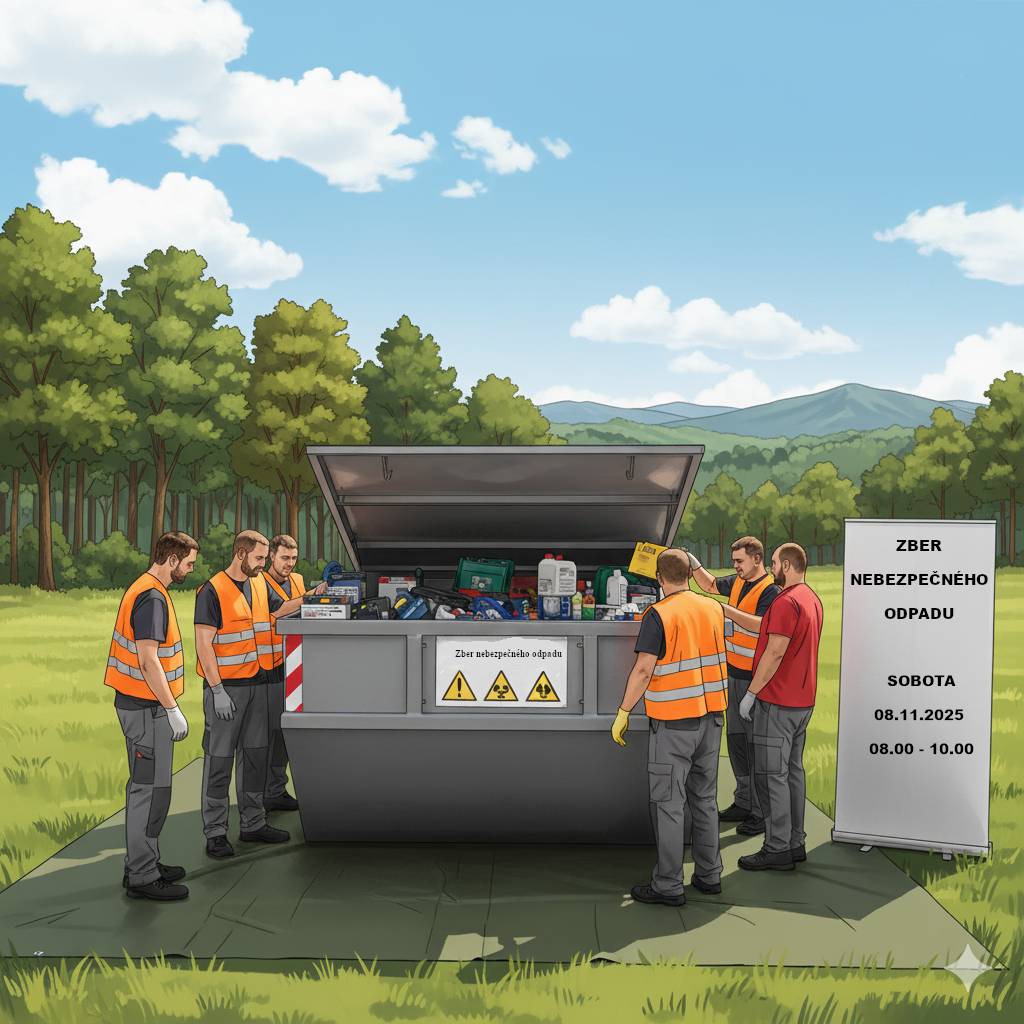 V sobotu dňa 08.11.2025 v čase od 08.00 do 10.00 hod. sa uskutoční v obci zber nebezpečného odpadu.