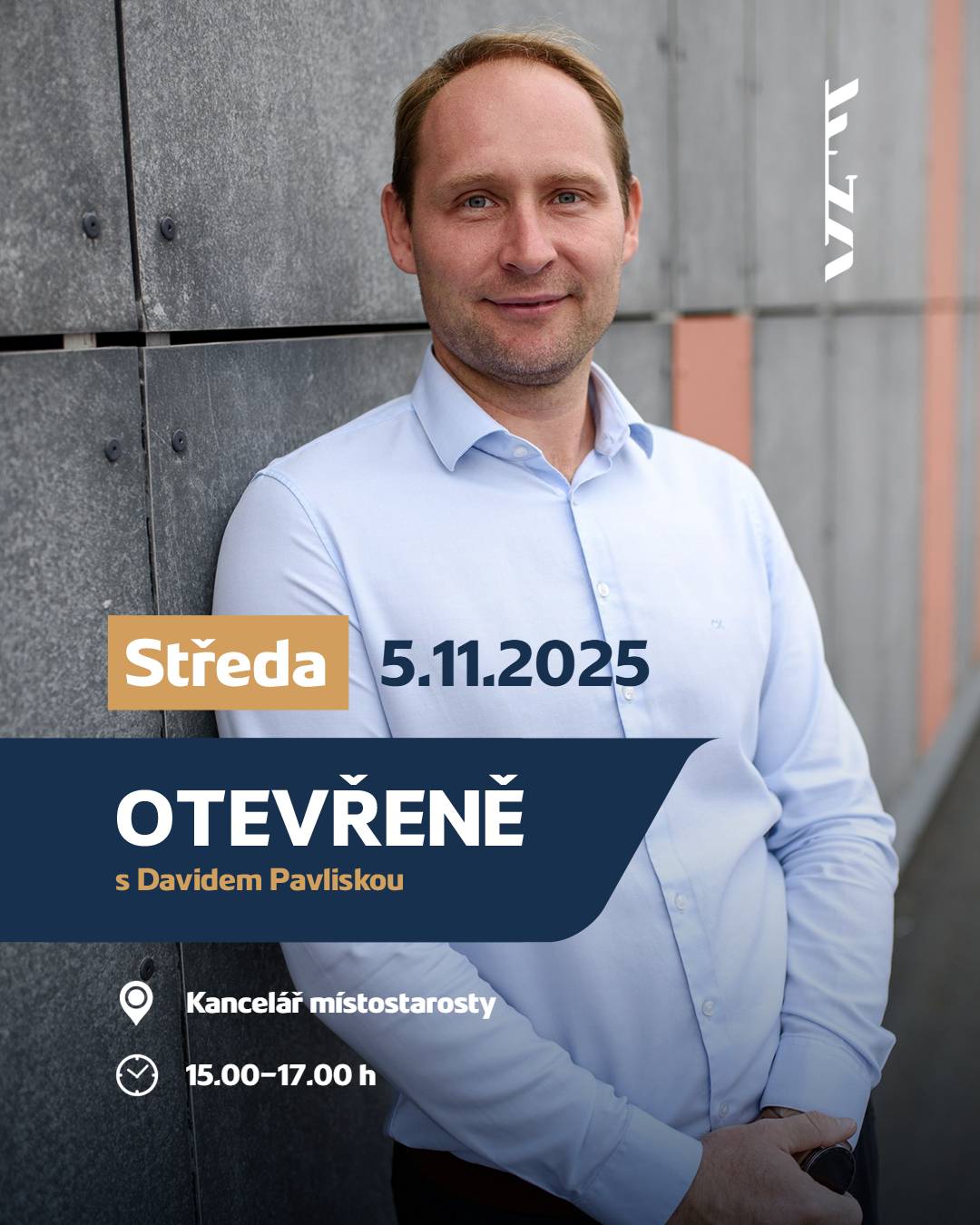 Přijďte si popovídat – bez formalit, otevřeně a napřímo. Místostarosta David Pavliska vás zve k sobě do kanceláře na přátelskou debatu o čemkoli, co vás ve Frýdlantu trápí, zajímá nebo těší.   Chcete se na něco zeptat? Máte nápad nebo podnět?  Nebo si jen chcete popovídat o tom, jak to ve městě chodí?  📍 Kde? Kancelář místostarosty, Městský úřad, Náměstí 3 (druhé patro)  🗓️ Kdy? 5.11.2025