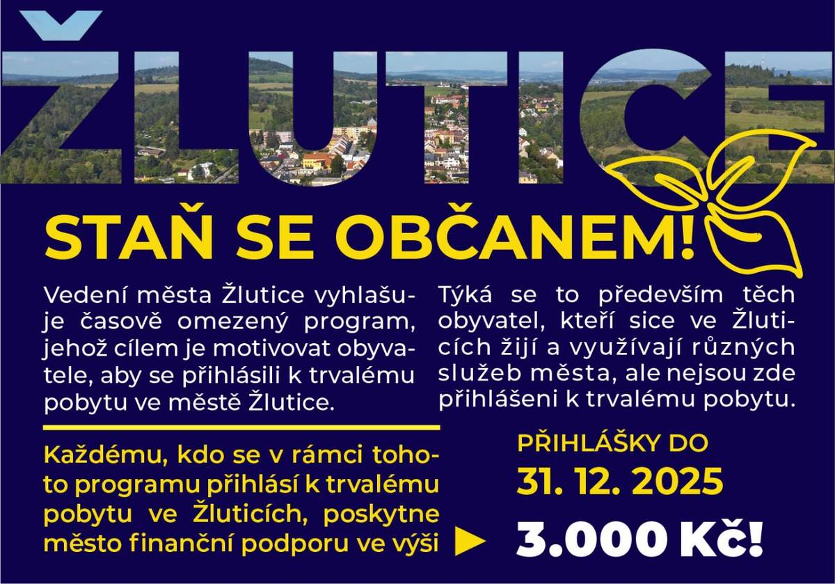 Ve Žluticích je mnoho lidí, kteří zde sice bydlí, ale bez trvalého pobytu. Přitom počet obyvatel s trvalým pobytem je klíčový pro výši finančních prostředků, které město získává ze státního rozpočtu. Po vzoru jiných měst chceme tyto lidi motivovat k registraci trvalého pobytu ve Žluticích.