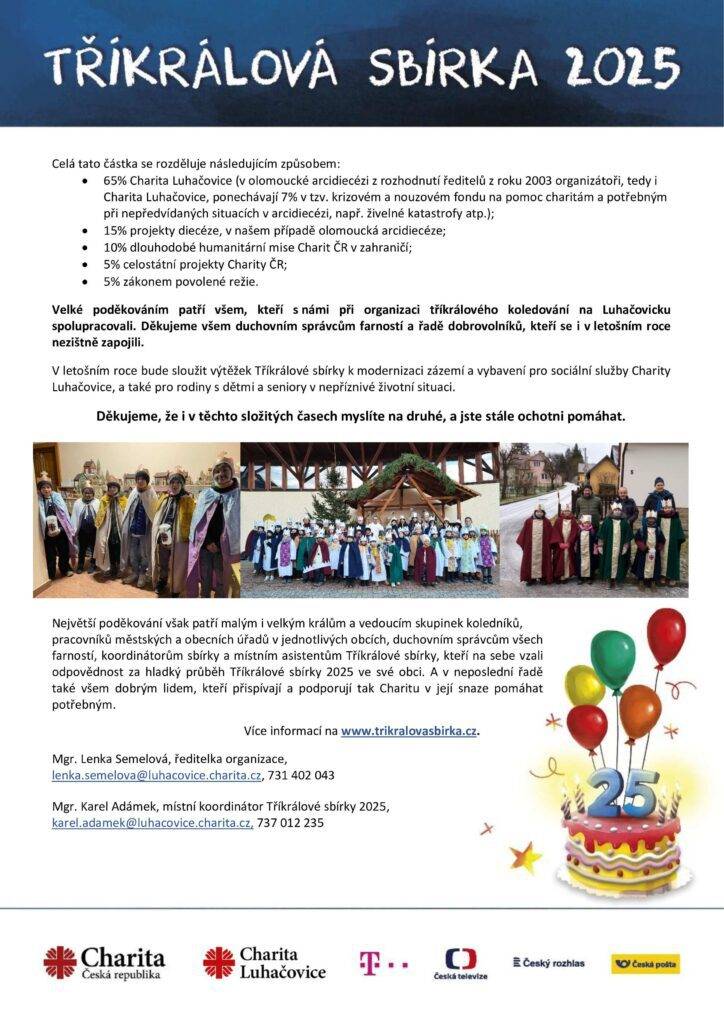 VÝSLEDKY Tříkrálové sbírky:  Ludkovice: 36 070 Kč  Pradlisko: 6 660 Kč