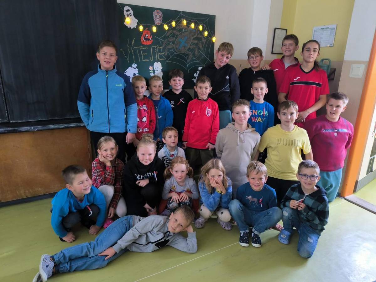 Sedmáci se v pátek 24. 10. pustili do tvoření halloweenských dekorací. Aby jim práce šla lépe od ruky, přizvali si na pomoc kolegy z 2.B. Ti nepřišli s prázdnou, přinesli s sebou halloweenské cukroví, aby mohli při tvoření mlsat :-). Výrobky se povedly...dobrá práce! :-)