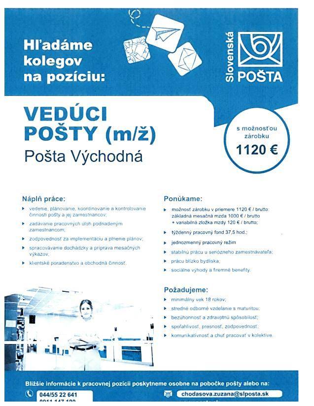 Vedúci pošty Východná