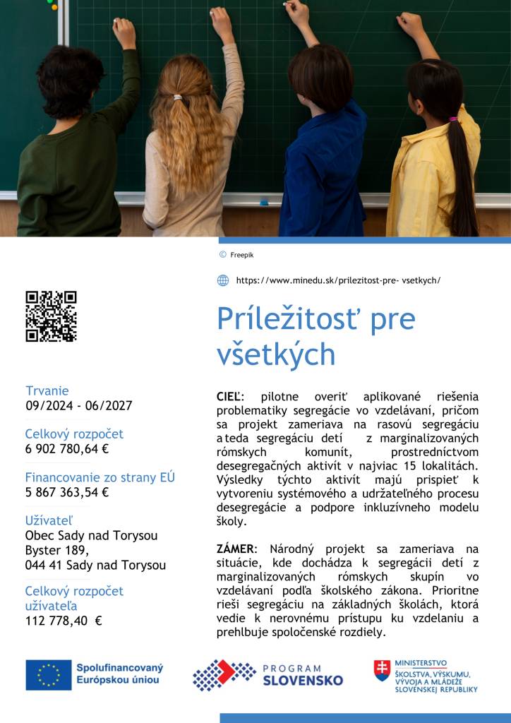 Národný projekt sa zameriava na situácie, kde dochádza k segregácií detí z marginalizovaných rómskych skupín vo vzdelávaní podľa školského zákona.