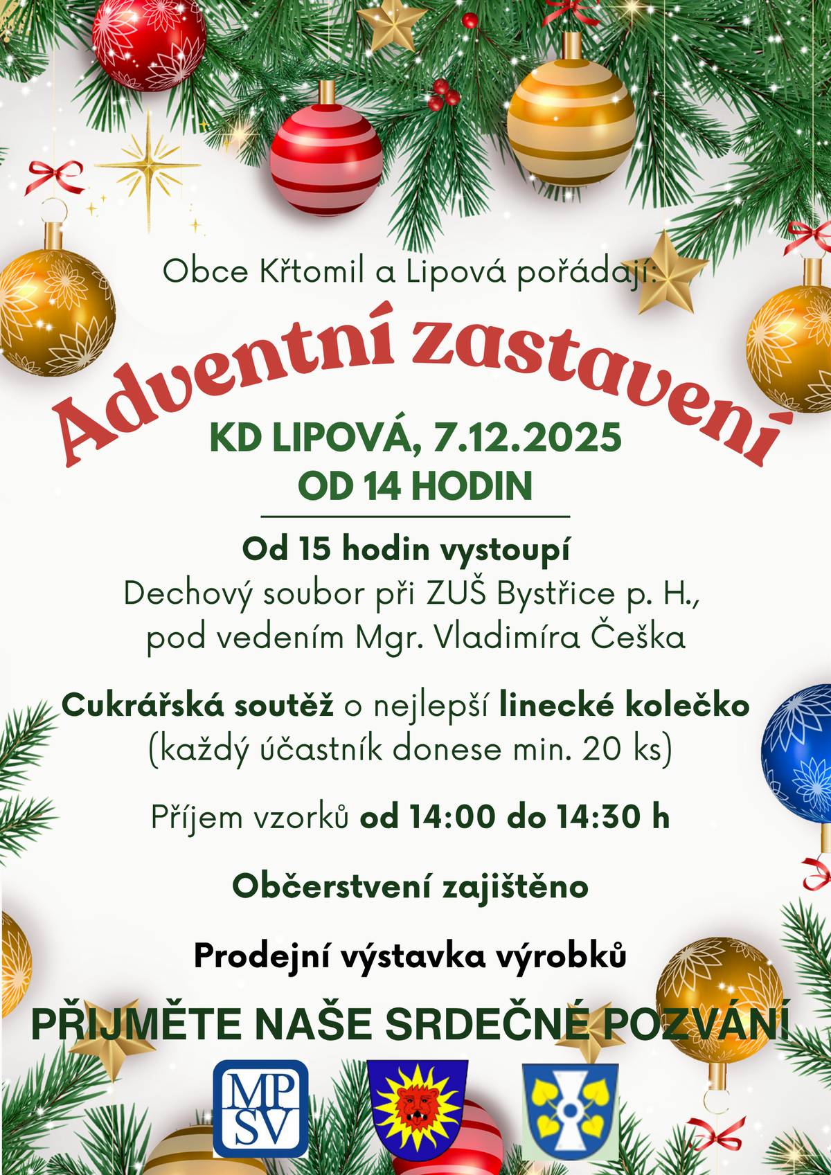 eděle 7.12.2025 od 14:00 KD v Lipové