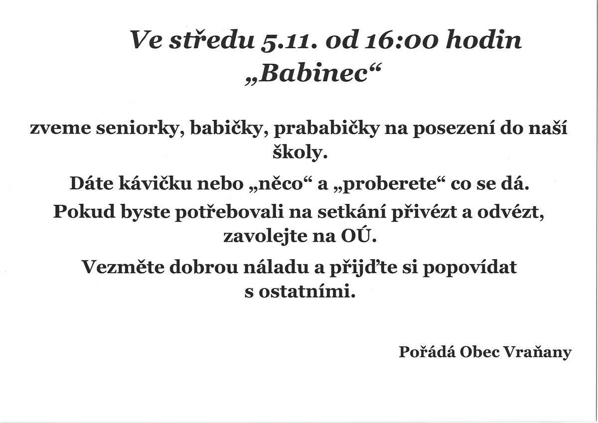 Ve středu 5.11. od 16 hodin ve školní jídelně.