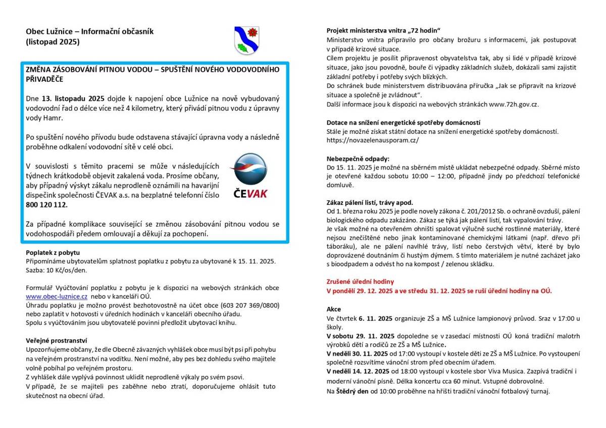 Informační občasník listopad 2025