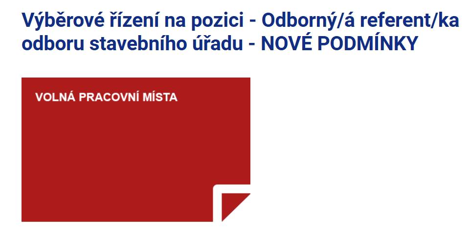 Hledáme kolegu či kolegyni na pozici Odborný/á referent/ka na odboru stavebního úřadu pro město Strážnice! 🎯 Co nabízíme? ✔️ Smlouvu na dobu neurčitou ✔️ Náborový příspěvek  Pokud máte stavby jako vášeň, administrativní zdatnost a chuť zapojit se do života města, podívejte se na podrobnosti na našem webu.  Těšíme se na vás! Výběrové řízení na pozici - Odborný/á referent/ka odboru stavebního úřadu - NOVÉ PODMÍNKY: Strážnice