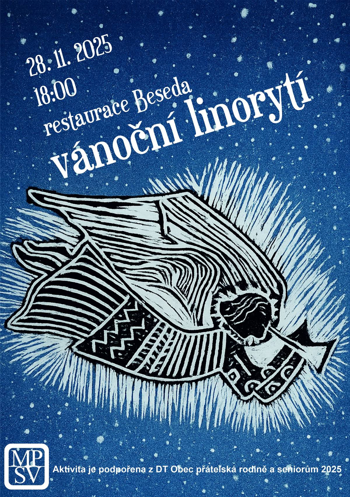 Nezapomeňte na zítřejší Strašidelný les (Neboj!) skřítkové se na vás už těší.  Blíží se Vánoce a my tu pro vás máme nadílku akcí:  Vánoční linorytí 28. 11. 2025 v 18 hodin opět vyzkoušíme oblíbenou výtvarnou techniku - linoryt. Máme nový tiskařský lis, tak neváhejte a hlaste se mi na email: vavrova.jirina@seznam.cz (počet míst na workshopu je omezený, takže kdo dřív přijde, ten dřív mele). Věk omezený není, akce je určena pro děti i dospělé. Akce je zdarma! Vezměte si oblečení, které si můžete zašpinit. 29. 11. 2025 ve 14 hodin zveme děti i dospělé na tradiční Mikulášskou nadílku a vánoční trhy na sál Besedy. Pozor! Pohádka začíná přesně ve 14 hodin! Přijďte včas! Trhovci, hlaste se prosím paní Zuzce Uhrinové na email: mikiova.zu@gmail.com 29.11. 2025 v 17 hodin Rozsvícení vánočního stromu a živý betlém Po skončení Mikulášské a trhů se přesuneme k vánočnímu stromu, který společně rozsvítíme, zazpíváme si společně koledy, (tentokrát bude živý betlém součástí slavnostního rozsvícení stromečku), popijeme svařák a horké jablíčko, poklábosíme se sousedy a popřejeme si krásný advent. 4.12. 2025 v 9 ráno odjedeme autobusem od Besedy na vánoční trhy do Drážďan, autobus už je plný, takže už se nehlaste, kdyby se uvolnilo nějaké místo, dáme vědět.  5. 12. 2025 od 15 hodin v restauraci Beseda chystáme pro seniory tradiční Předvánoční posezení, hraje náš skvělý Pepa Svoboda. Od 5. 12. 2025 do Štědrého dne bude pro děti a rodiče připravena samoobslužná Mikulášská hra na návsi. Na děti čeká několik úkolů s tajenkou, kterou pošeptají panu knihovníkovi a získají malou odměnu.  a 23. 12. 2025 v 17 hodin se na chvíli zastavíme v předvánočním shonu u betléma nad Betlémem. Slovem poslouží Radek Mikulecký. Za všechny organizátory, kterým i touto cestou děkuji, se na vás těší Jířa, Iva, Zuzka, Jana a Daniela.