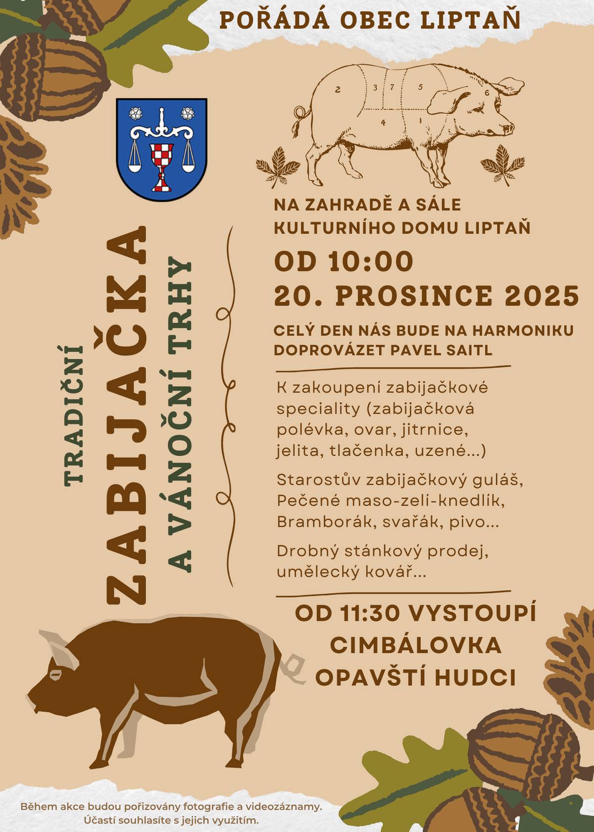 Dne 20. prosince od 10 hodin Vás Obec Liptaň zve na tradiční zabijačku.