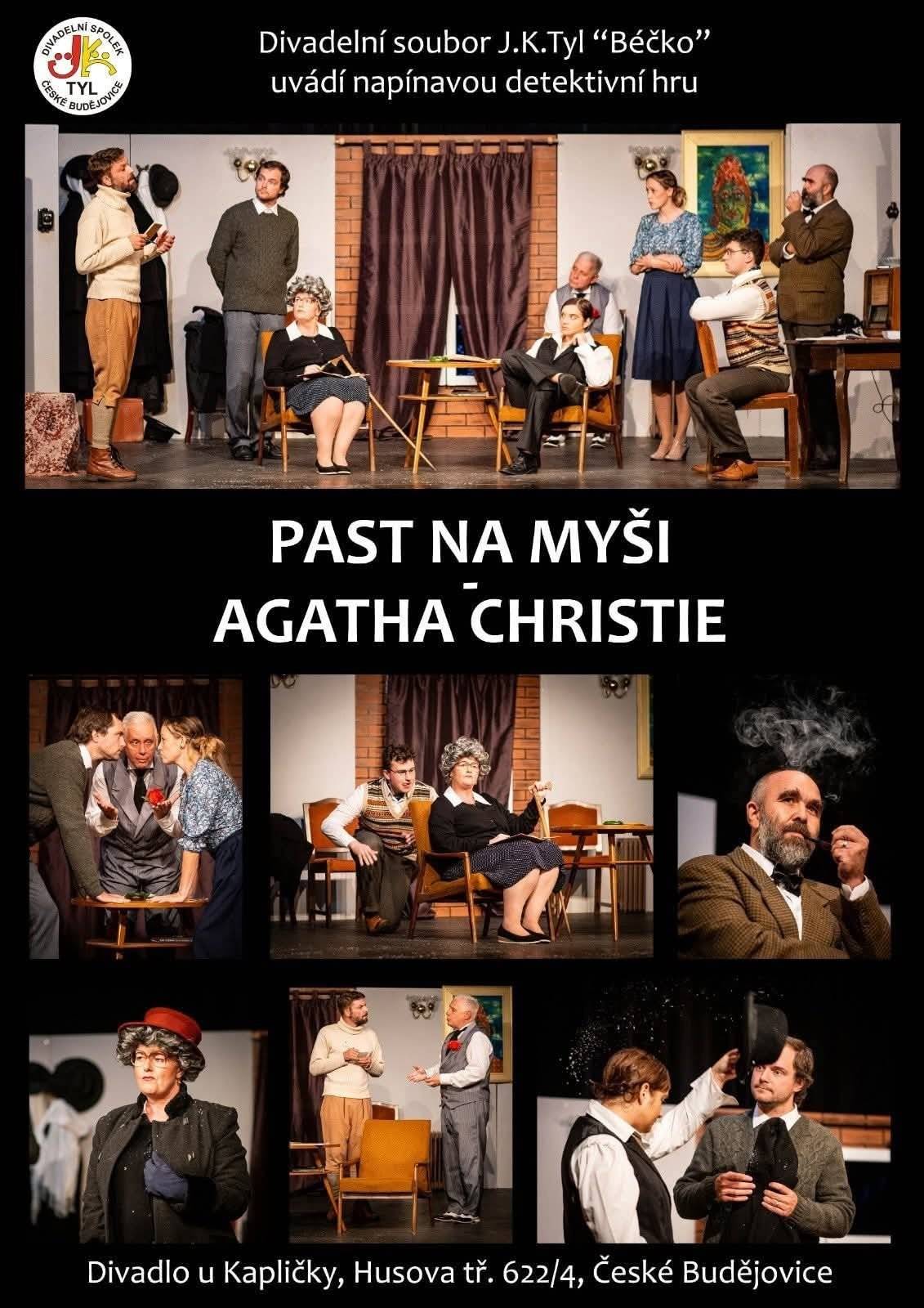 Srdečně vás zveme na skvělé divadelní představení Divadelního spolku J. K. Tyla – detektivní klasiku PAST NA MYŠI od Agathy Christie. 🔍🕯️ 🗓️ Pátek 14. listopadu 🕖 Začátek v 19:00 📍 POD OŘECHEM 💰 Vstupné: 150 Kč Přijďte si užít napětí, záhady a nečekané zvraty, které vás udrží v pozoru až do poslední chvíle! 👀 Těšíme se na vás – a nezapomeňte: každý může být podezřelý... 🐭🕵️♂️ #Divadlo #PastNaMyši #AgathaChristie #DivadelníSpolekJKTyla #PodOřechem #Kultura #Římov