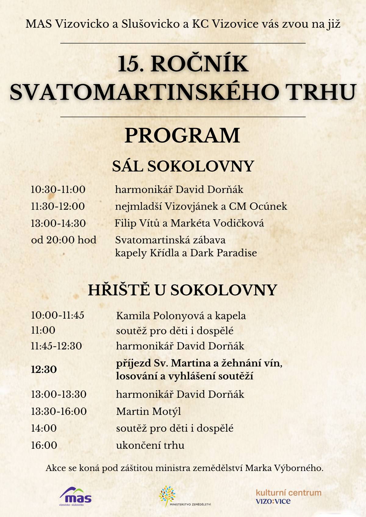 MAS Vizovicko a Slušovicko ve spolupráci s Kulturním centrem Vizovice, vás zve na 15. ročník Svatomartinského trhu. 📅 sobota 15. listopadu 2025 🕙 od 10 do 16 hodin  📍prostory vizovické Sokolovny Čeká vás bohatý program i příjezd sv. Martina 🐎