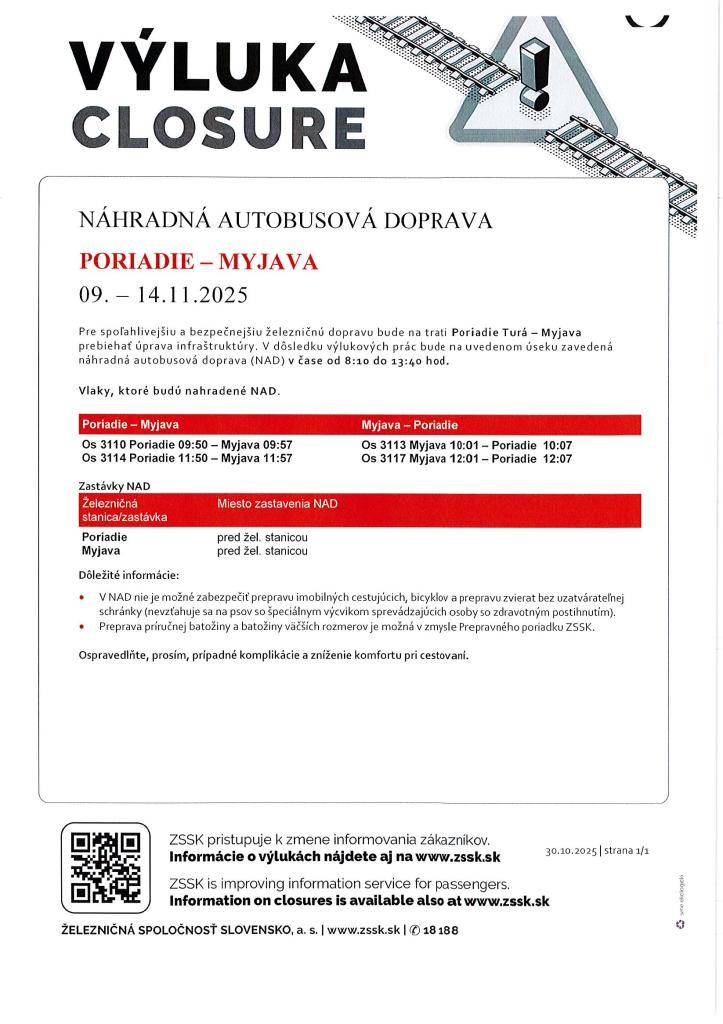 Informácie o výluke.