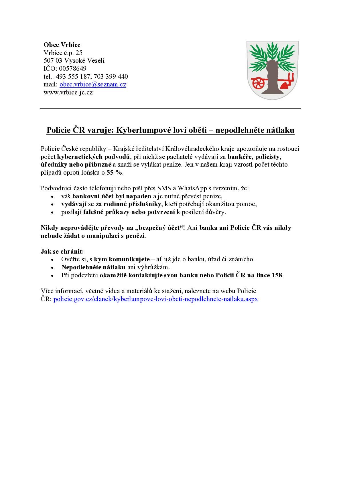 Policie ČR varuje: Kyberlumpové loví oběti – nepodlehněte nátlaku