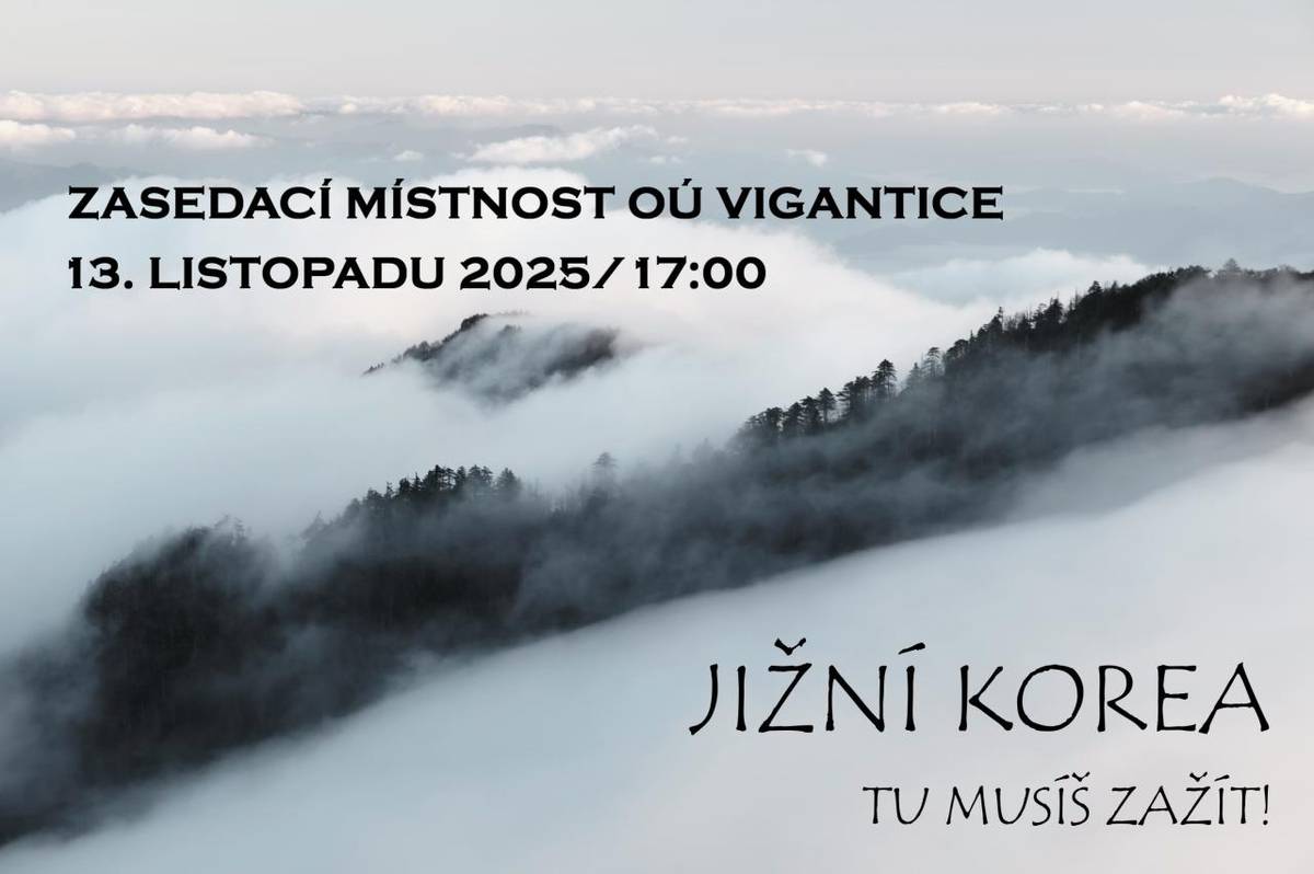 Knihovna Vigantice Vás zve na poutavou cestovatelskou přednášku o zemi, kde se snoubí starobylé tradice s moderní technologií. Objevte krásy Jižní Koreje – její kulturu, přírodu i životní styl.  13. listopadu 2025 v 17:00  Zasedací místnost OÚ Vigantice  Přijďte nasát atmosféru Dálného východu.