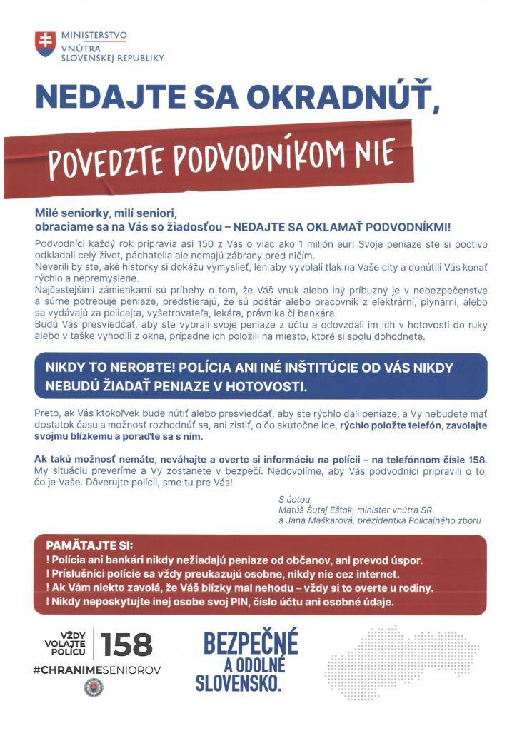Informačná kampaň pre seniorov.