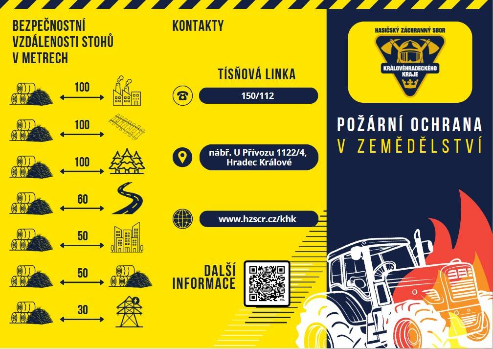 Hasičský záchranný sbor Královéhradeckého kraje informuje o požární ochraně v zemědělství. Více informaci v přiloženém souboru.