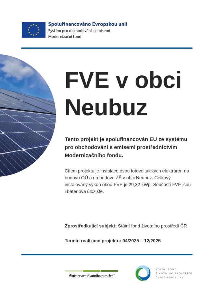 Tento projekt je spolufinancován EU ze systému pro obchodování s emisemi prostřednictvím Modernizačního fondu.