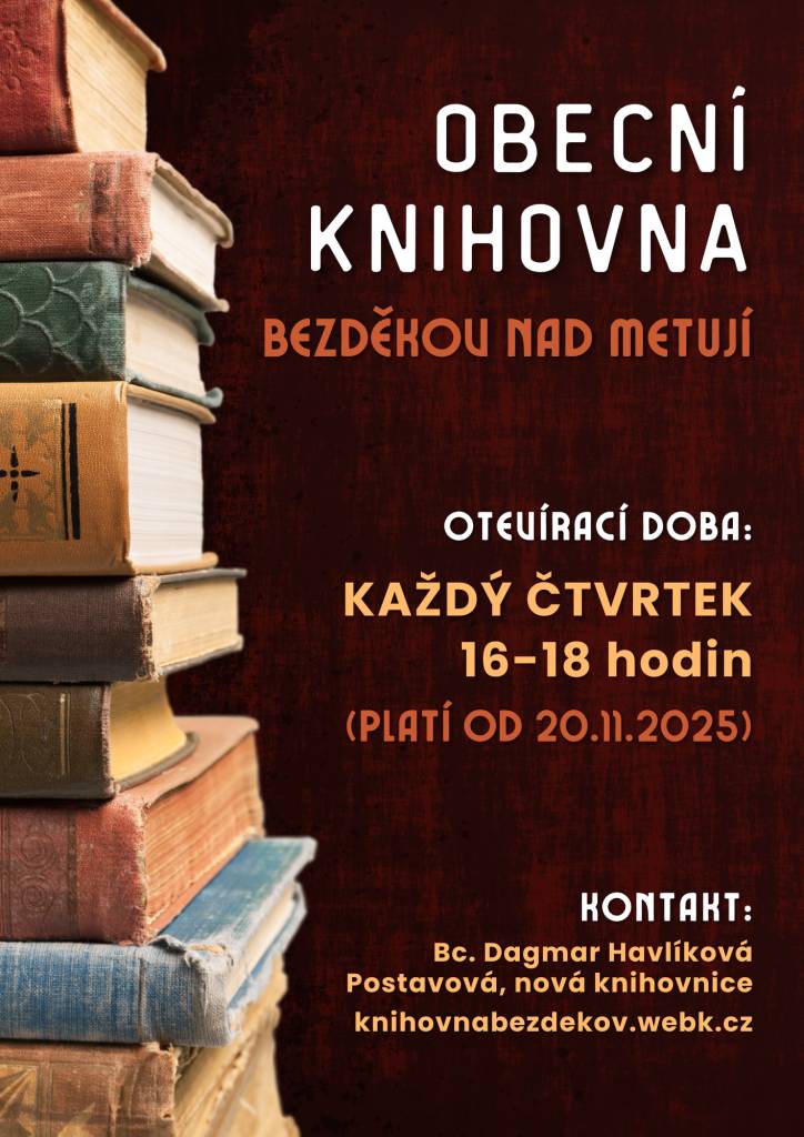 Obecní knihovna v Bezděkově nad Metují má od listopadu novou knihovnici.