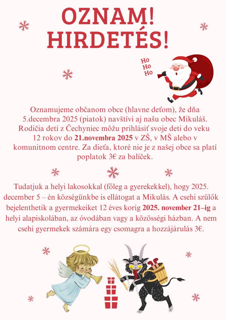 Nahlasovať deti na mikulášske balíčky môžete do 21.novembra 2025.