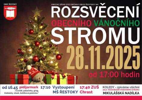 Obecní úřad zve veřejnost na tradiční přivítání adventního času.