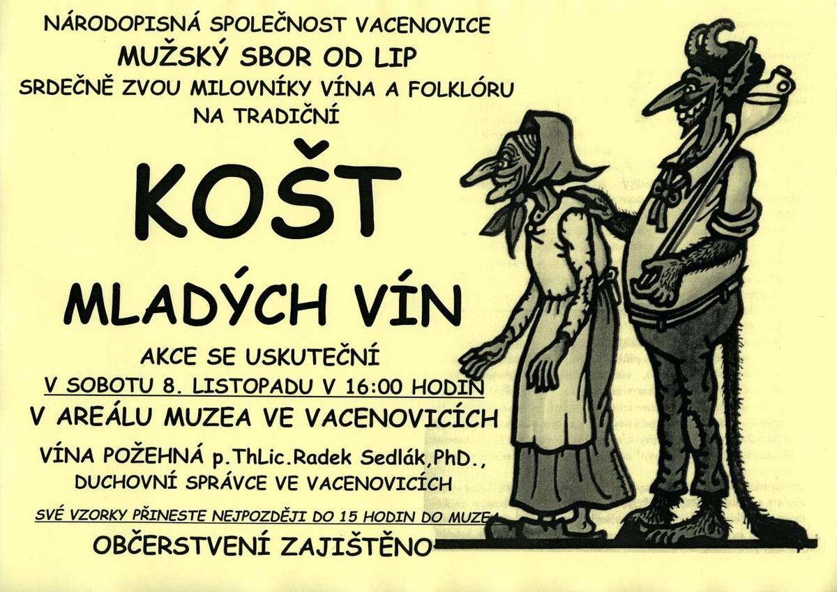 v sobotu 8.11.2025 od 16 h v areálu muzea ve Vacenovicích.