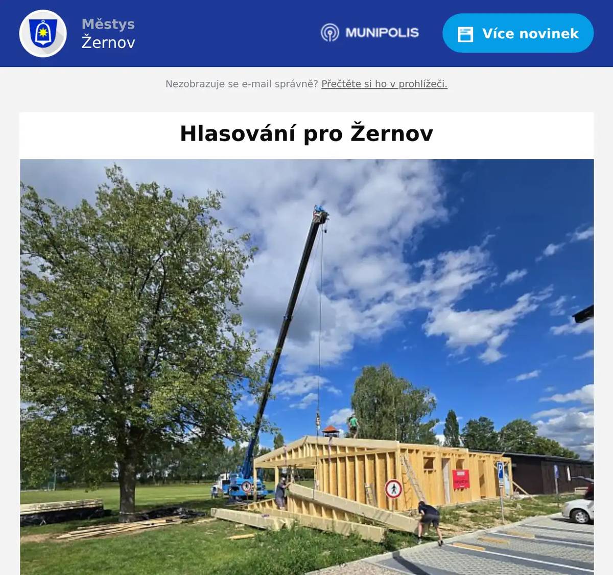 Vážení spoluobčané,s projektem stavby našeho komunitního centra s tepelným úložištěm na Žernově jsme ve finále soutěže OBEC 2030 .Je to naprosto ojedinělý a inovativní projekt , pilotní v České republice, který realizujeme s firmou DEK projekt. Dejte nám svůj hlas . Hlasujte pro ŽERNOV.Můžete hlasovat i opakovaně . Pokud Žernov uspěje, výhru "rozpustíme" pro užitek všem občanům.Hlasujte zde: https://obec2030.cz/soutez/ Díky.  Libor Mojžíš