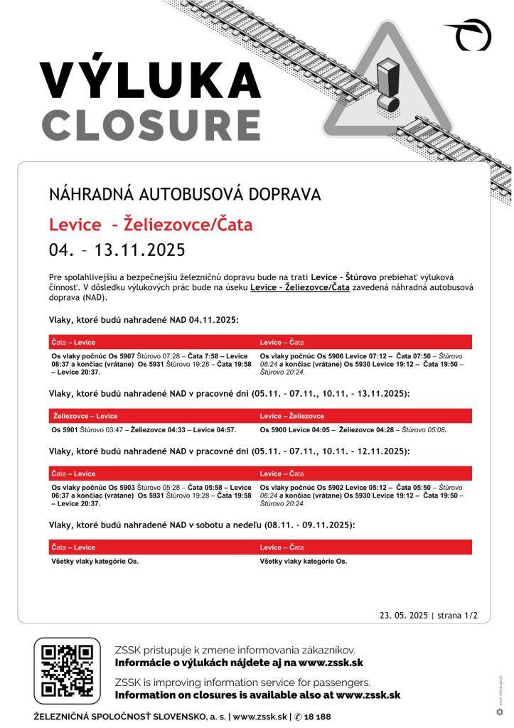 áhradná autobusová doprava 04.-13.11.2025