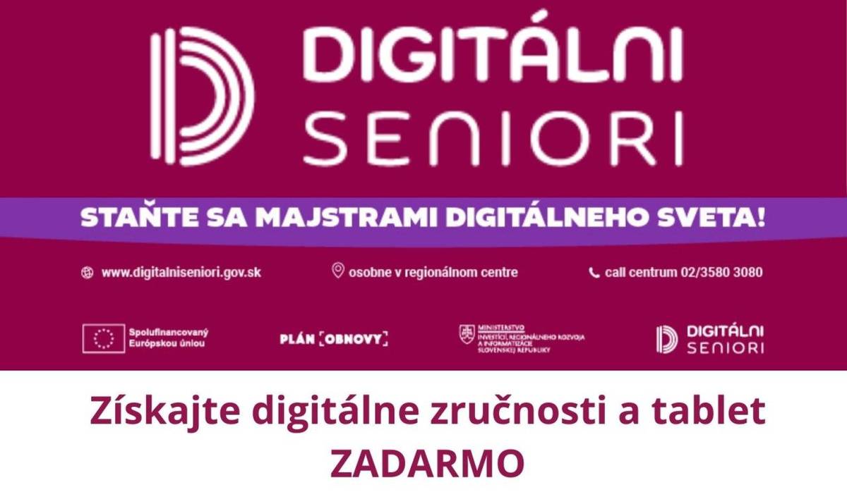 Ešte stále je tu možnosť prihlásiť sa na kurz základných digitálnych zručností -  DIGITÁLNI SENIORI.