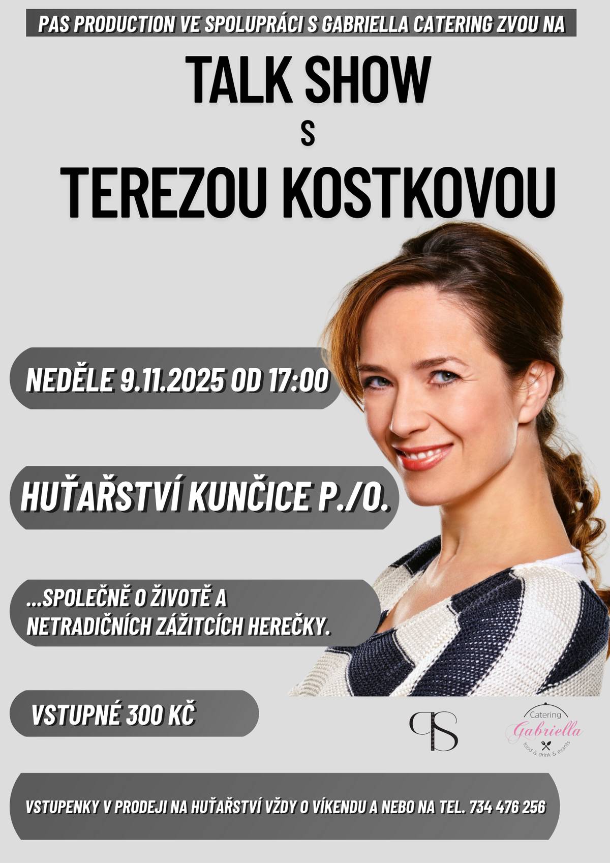Nenechejte si ujít tento kulturní zážitek. Posledních pár lístků v prodeji! Talk show Terezy Kostkové  Neděle 09.11.2025 od 17:00 - Restaurace Huťařství Zveřejnila: Kristýna Amálie Heczková