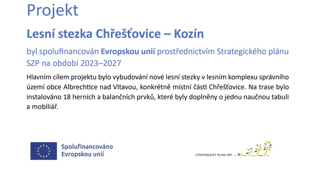 Vybudování nové lesní stezky s herními a balančními prvky