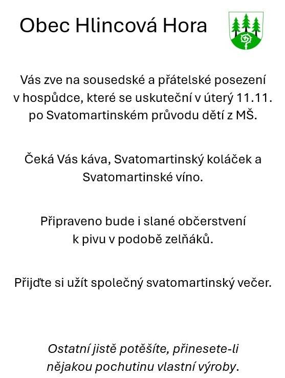Úterý 11.11. - hospůdka Hlincová Hora