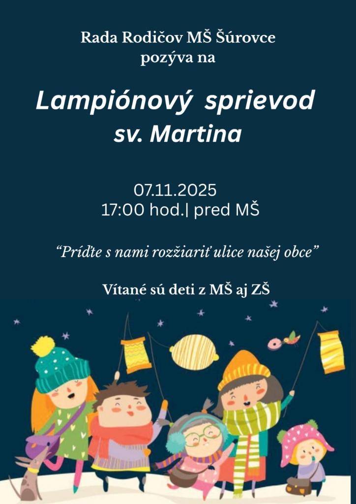 - piatok 7. novembra 2025 o 17,00 hod. pred MŠ Šúrovce