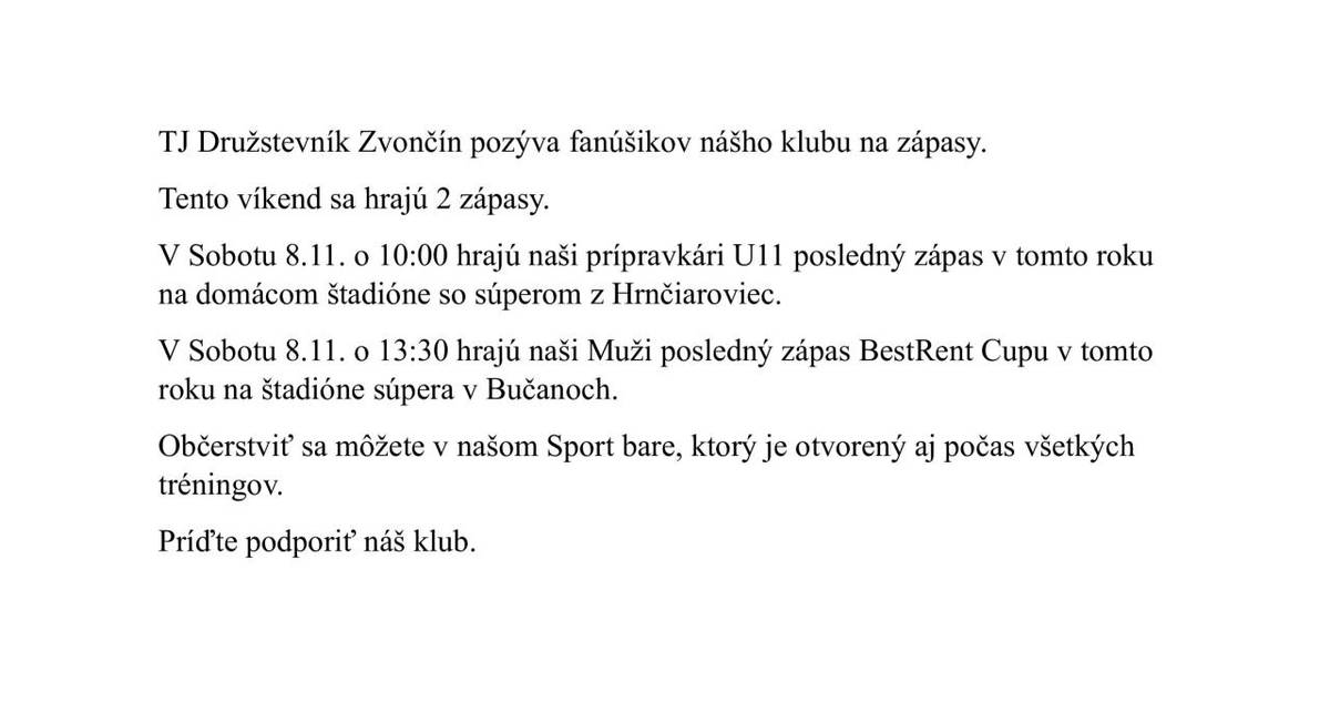 Pozvánka na zápasy