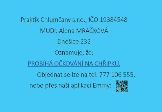 Objednat se lze na tel: 777 106 555  nebo přes aplikaci Emmy