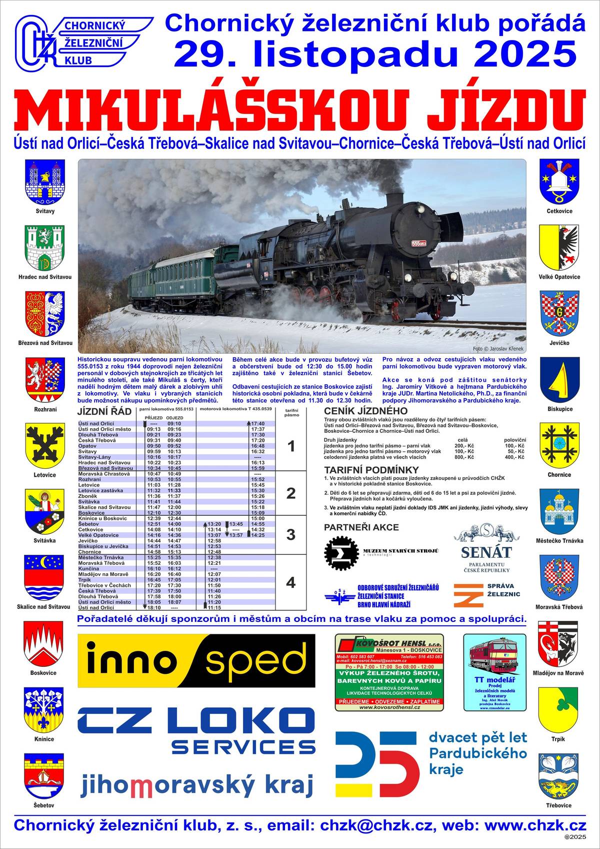 Více informací včetně jízdního řádu naleznete na plakátech: