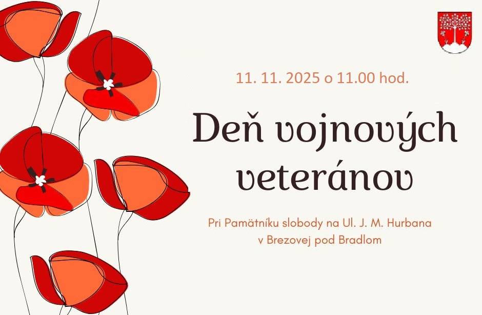 V pondelok 11. novembra 2025 o 11.00 hod. si pri Pomníku slobody na Ul. J. M. Hurbana pripomenieme 107. výročie ukončenia I. svetovej vojny. Tento deň je tiež venovaný pamiatke vojnových veteránov.