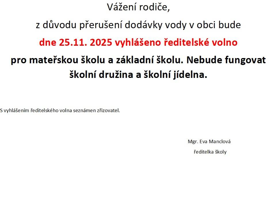 z důvodu přerušení dodávky vody