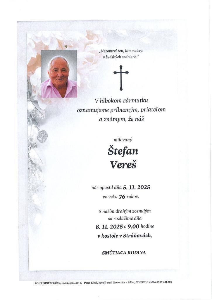 Oznámenie o poslednej rozlúčke